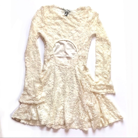 Forever 21 Floral Lace Boho Chic White Dress Small - Picture 7 of 8